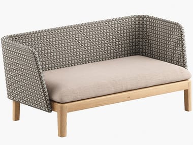 CALYPSO LOUNGE - 2 seater synthetic fibre and teak garden sofa by Royal Botania