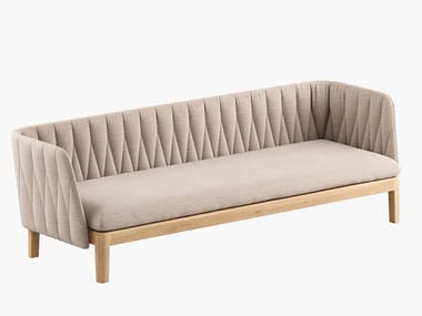 CALYPSO LOUNGE - 3 seater fabric and teak garden sofa with removable cover by Royal Botania