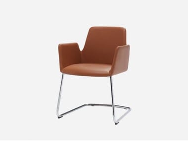 ALTEA - Cantilever leather chair with armrests by Inclass