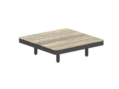 ALURA LOUNGE - Low square powder coated aluminium garden side table by Royal Botania