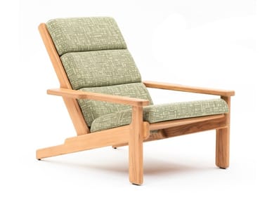 BALI - Upholstered teak garden armchair with armrests by Varaschin