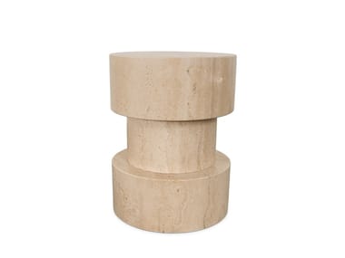 BEVERLEY - Round travertine coffee table for living room by Essential Home