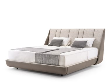 BLUES - Upholstered double bed with upholstered headboard by Turri