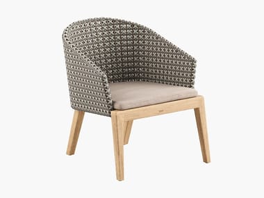 CALYPSO - Garden synthetic fibre ant teak easy chair with armrests by Royal Botania