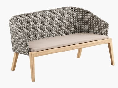CALYPSO - 2 seater synthetic fibre and teak garden sofa by Royal Botania