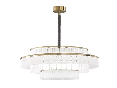 CHARLES - LED etched glass pendant lamp with crystals by Italamp