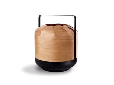 CHOU - Wood veneer and metal table lamp / lantern by LZF