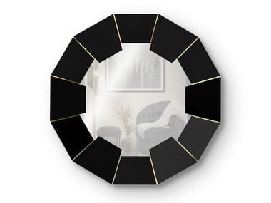 DARIAN BLACK - Round framed wall-mounted wooden mirror by Luxxu