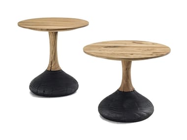 DECANT - Round high side table in oak and cedar solid wood by Riva 1920