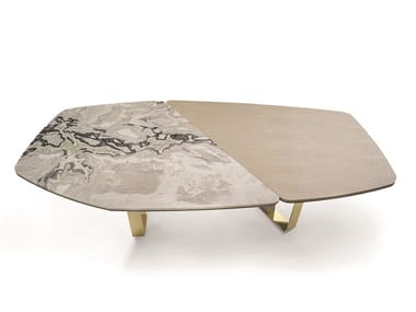 KEOPE - Marble and wood table by Longhi