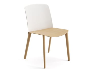 MIXU - Polypropylene and plywood chair with oak legs by Arper