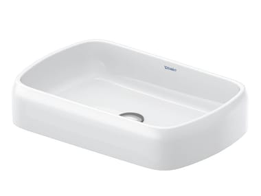 QATEGO - Countertop rectangular ceramic washbasin by Duravit