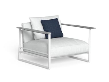 RIVIERA - Sled base fabric garden armchair with armrests by Talenti