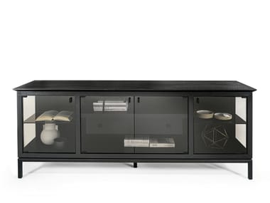 ADA 1.0 - Solid wood sideboard with glass doors and sides by Riva 1920