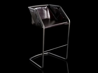 STRIP - Stool with metal frame and leather cover by Henge