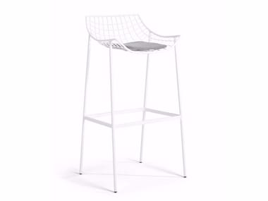 SUMMER SET - High steel stool with footrest by Varaschin