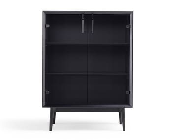 THEO - Wood and glass highboard with doors by Amura