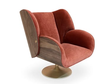 VIRGINIA - Swivel fabric armchair with armrests by Essential Home