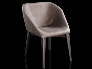 W-HEXAGON - Upholstered leather chair with armrests by Henge