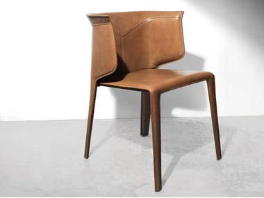 ANASTASIA - Contemporary style upholstered tanned leather chair by Visionnaire