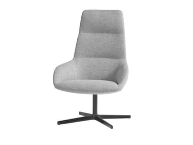 DUNAS LOUNGE - Swivel fabric armchair with 4-spoke base with headrest by Inclass