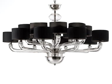 BABYLON - Chandelier with pleated fabric lampshades by Barovier&Toso