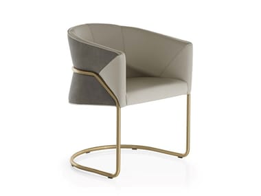 BONNIE - Cantilever upholstered leather chair with armrests by Visionnaire