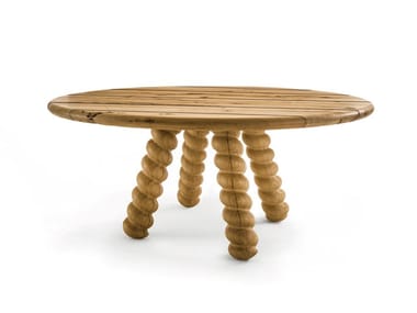 BRIC - Round solid briccola wood table by Riva 1920