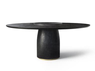 BUL? - Round reconstructed marble table with Lazy Susan by Lema