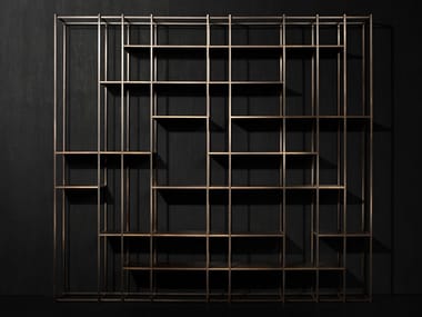 CAGE PURE - Open brass bookcase by Henge