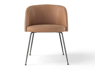 MONNALISA - Leather or fabric chair with armrests and metal legs by Amura