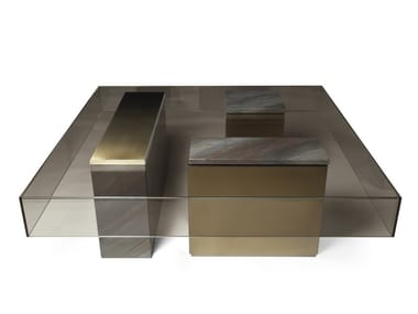MARTY - Low glass coffee table for living room by Visionnaire