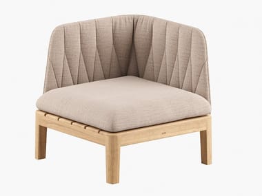 CALYPSO LOUNGE - Corner fabric and teak garden armchair by Royal Botania