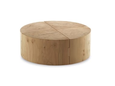ECO BLOCK - Low round solid cedar wood coffee table by Riva 1920