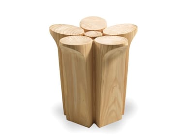 FIORE - Low solid cedar wood stool by Riva 1920