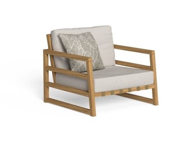 ALABAMA/WOOD - Sled base fabric garden armchair with iroko structure by Talenti