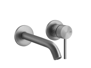 INTRECCIO - 2 hole wall-mounted stainless steel washbasin mixer by Gessi