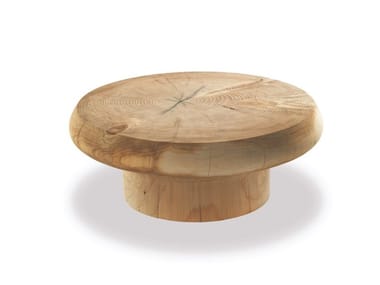 KENOBI - Low round solid cedar wood coffee table by Riva 1920