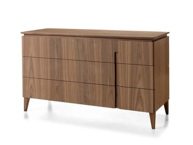 LEONARDO L313N - Walnut chest of drawers with integrated handles by Arte Brotto