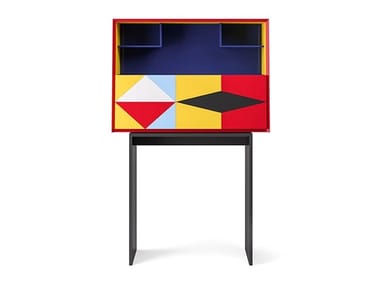 LINEA - Cellulose acetate highboard with flap doors by Porro