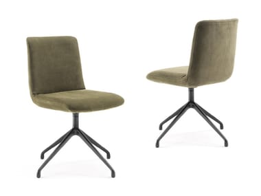 SOFT - Swivel upholstered trestle-based leather chair by Riva 1920