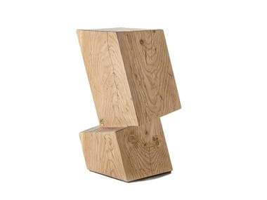 ROTTERDAM HIGH - High solid cedar wood stool with footrest by Riva 1920