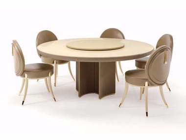 NOIR - Round marble contract table with Lazy Susan by Turri