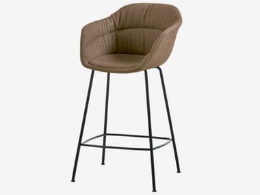 TAIA - High upholstered fabric stool with footrest by Inclass