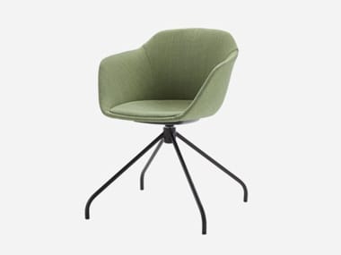 TAIA - Swivel trestle-based fabric chair with armrests by Inclass