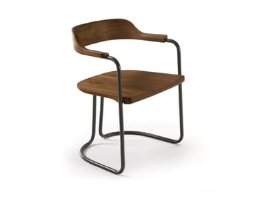 TUBULAR - Solid wood chair with armrests by Riva 1920