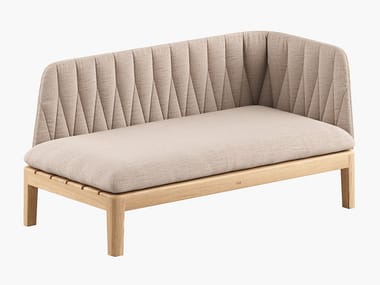 CALYPSO LOUNGE - Upholstered fabric and teak Garden daybed by Royal Botania