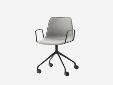 VARYA TAPIZ - Swivel trestle-based fabric office chair with armrests by Inclass