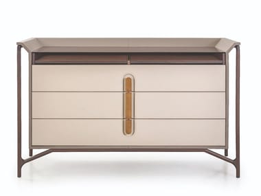 VINE - Leather chest of drawers with integrated handles by Turri