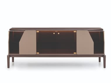 VINE - Wood and glass sideboard with doors with integrated lighting by Turri